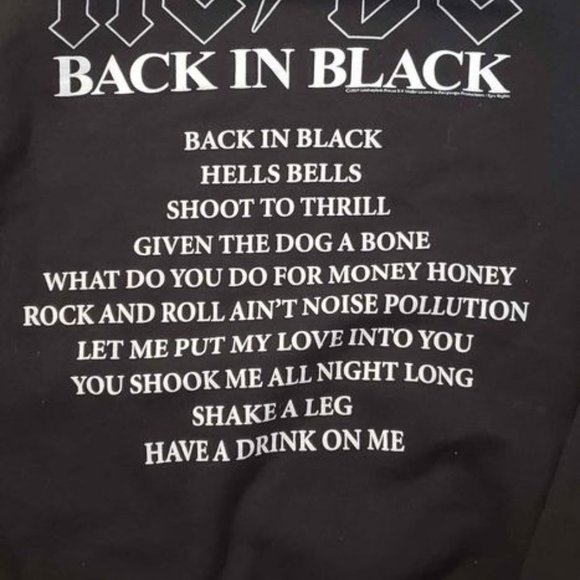 2022 Ac/Dc Back in Black long sleeve sweat shirt x extra large tres grand CA# 61 - Picture 6 of 6